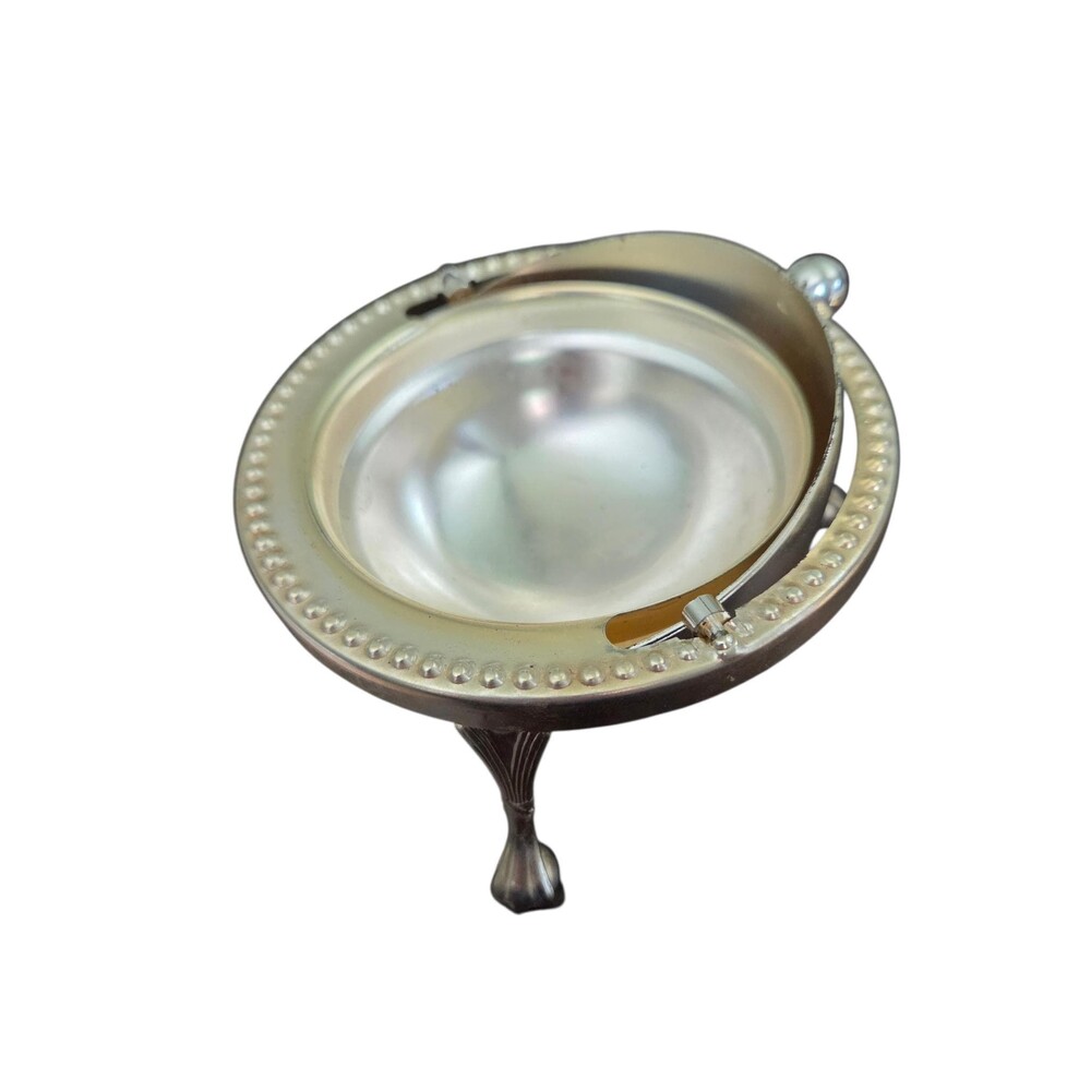 Vintage English Silver Plated Roll Top Butter Dish Caviar Revolving Dome 5" - Picture 4 of 10